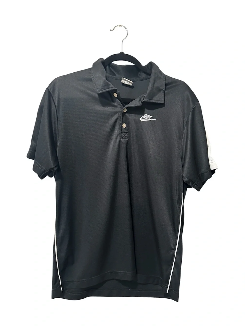 Nike Black Polo with White Swoosh Embroidered Logo